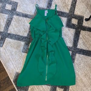 Sleeveless, green zipper front dress - small